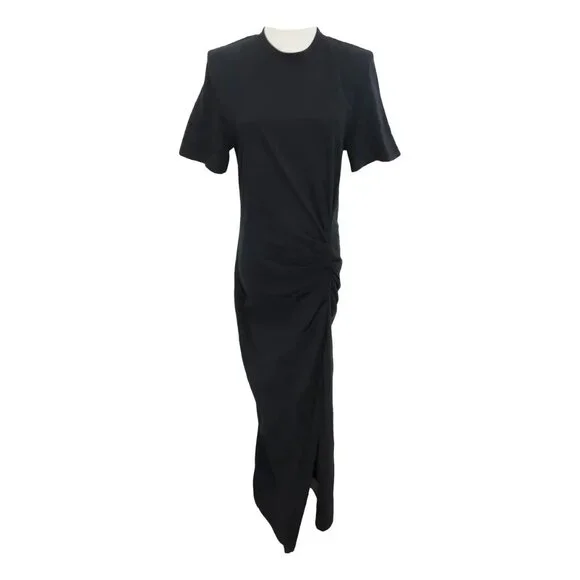 ISABEL MARANT BLACK DRAPED DRESS WITH SLIT SIZE S NEW - Picture 2 of 10